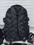 Men Checkered Pattern Letter Patch Decor Casual Daypack