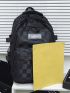 Men Checkered Pattern Letter Patch Decor Casual Daypack