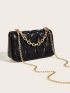 Minimalist Quilted Chain Flap Square Bag