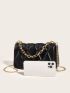 Minimalist Quilted Chain Flap Square Bag