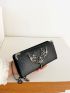 Crocodile Embossed Metal Decor Long Wallet