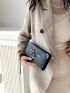 Crocodile Embossed Metal Decor Long Wallet