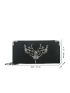 Crocodile Embossed Metal Decor Long Wallet