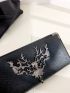 Crocodile Embossed Metal Decor Long Wallet