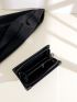 Crocodile Embossed Metal Decor Long Wallet