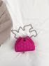 Mini Neon Pink Faux Pearl Decor Drawstring Design Chain Bucket Bag