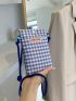 Mini Gingham & Letter Graphic Flap Phone Wallet