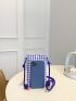 Mini Gingham & Letter Graphic Flap Phone Wallet