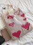 Heart Pattern Fringe Trim Crochet Bag