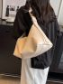 Large Hobo Bag Minimalist Black Zipper PU