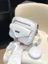 Quilted Metal Decor Square Bag With Coin Purse