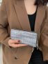 Plaid Straw Long Wallet