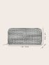 Plaid Straw Long Wallet