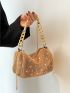 Mini Rhinestone Decor Chain Glitter Hobo Bag