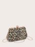 Leopard Pattern Sequin Decor Chain Box Bag