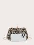 Leopard Pattern Sequin Decor Chain Box Bag