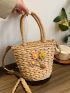Flower Decor Straw Bag
