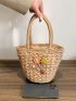 Flower Decor Straw Bag