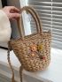 Flower Decor Straw Bag