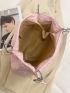 Letter Patch Decor Chain Shoulder Tote Bag