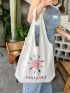 Sun & Letter Graphic Shopper Bag