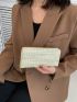 Plaid Straw Long Wallet