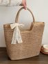 Women's Simple Straw Bag, Stylish Handbag For Travel, Large Tote Bag For Outdoor