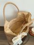 Women's Simple Straw Bag, Stylish Handbag For Travel, Large Tote Bag For Outdoor