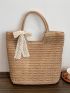 Women's Simple Straw Bag, Stylish Handbag For Travel, Large Tote Bag For Outdoor