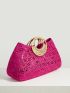 VCAY Guipure Lace Panel Top Handle Bag