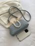 Faux Pearl Decor Kiss Lock Satchel Bag