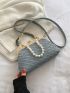 Faux Pearl Decor Kiss Lock Satchel Bag