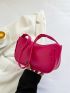 Neon Pink Snakeskin Embossed Baguette Bag
