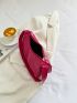 Neon Pink Snakeskin Embossed Baguette Bag