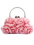 Flower Graphic Kiss Lock Evening Bag