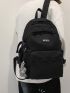 Men Letter Patch Decor Laptop Backpack With Bag Charm