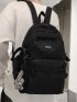 Men Letter Patch Decor Laptop Backpack With Bag Charm