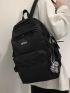 Men Letter Patch Decor Laptop Backpack With Bag Charm