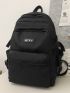 Men Letter Patch Decor Laptop Backpack With Bag Charm