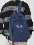 Men Letter Graphic Laptop Backpack