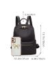 Quilted Detail Zipper Backpack, Women's Solid Color Bookbag, Casual School Bag For Student