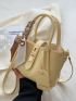 Mini Litchi Embossed Twist Lock Bucket Bag With Bag Charm