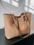 Litchi Embossed Shoulder Tote Bag With Inner Pouch