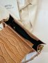 Crocodile Embossed Flap Square Bag