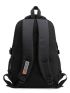 Men Letter Patch Laptop Backpack