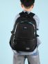 Men Letter Patch Laptop Backpack