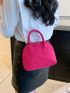 Mini Neon Pink Stitch Detail Chain Dome Bag