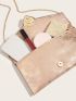 Metal Decor Flap Clutch Bag