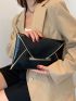 Metal Decor Flap Clutch Bag