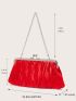 Kiss Lock Ruched Design Chain Satin Evening Bag
